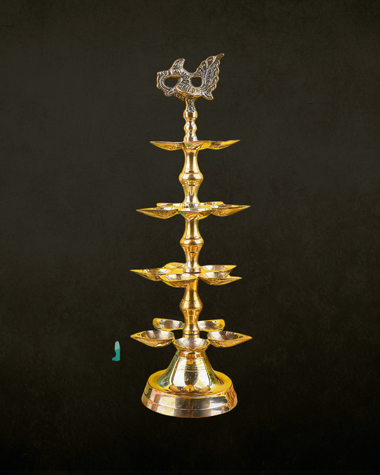 Brass 5  step Panchmukhi Peacock Kerala Diya