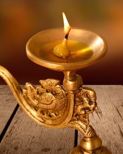 Antique Brass Diya | Handcrafted Brass Oil Lamp