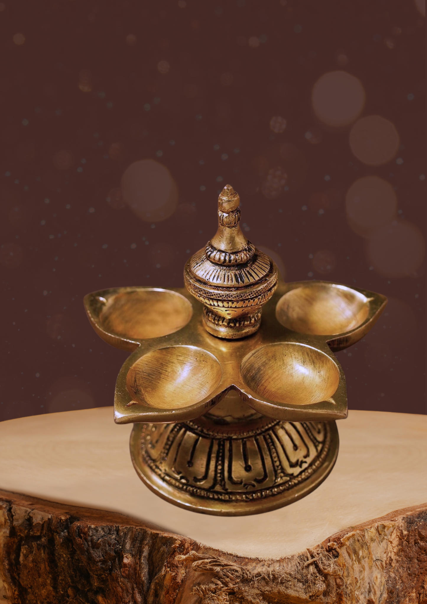 Panchmukhi Brass Deepak – Handcrafted Five-Face Diya