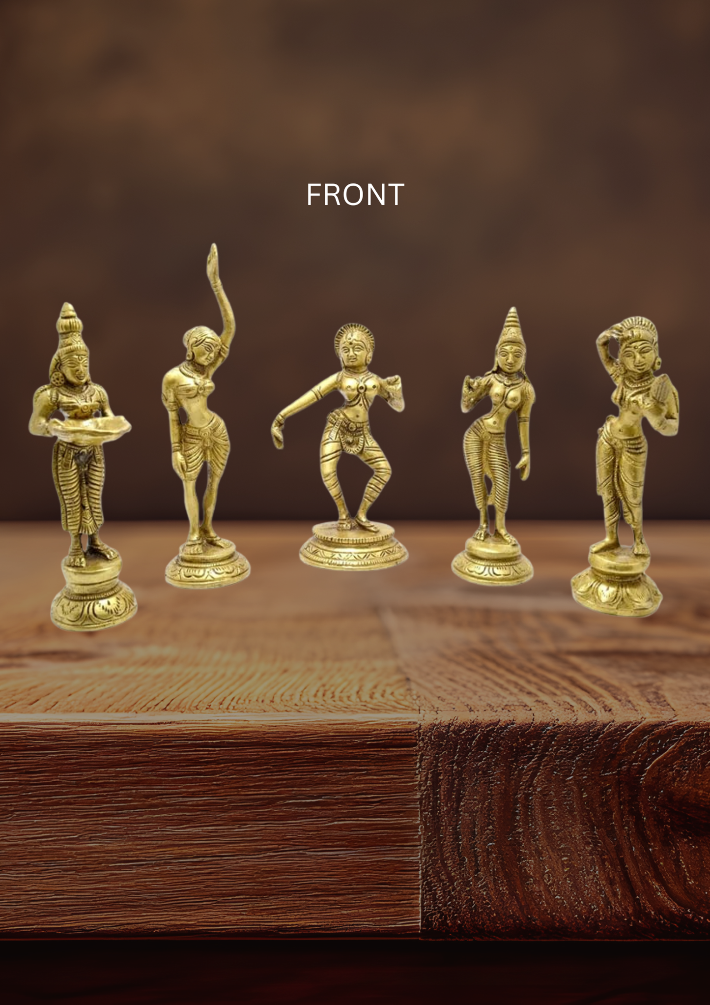 Handcrafted Brass Apsara Statues – Set of 5 Mudras