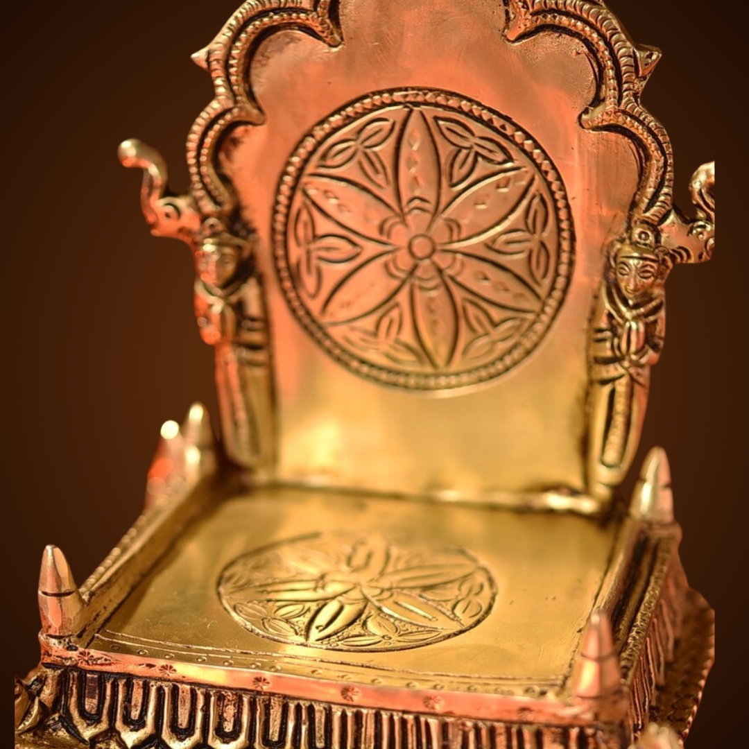 Antique Hand-Carved Parrot Singhasan (Brass)