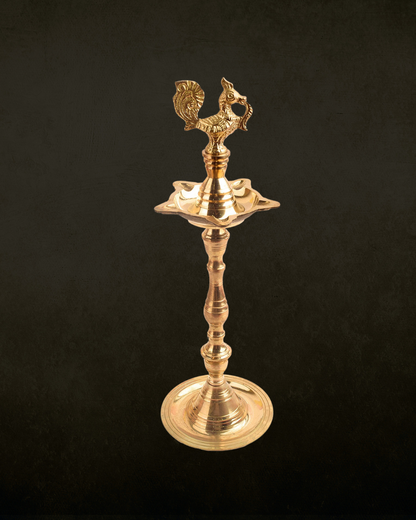 10 Inch Brass Peacock Kerala Diya