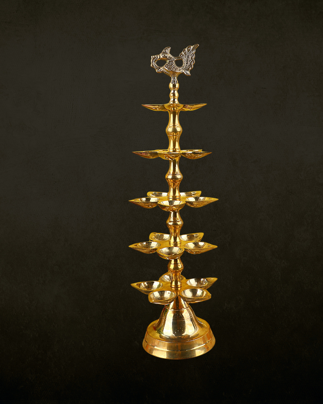 Brass 5  step Panchmukhi Peacock Kerala Diya