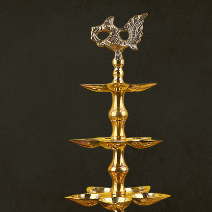 Brass 5  step Panchmukhi Peacock Kerala Diya