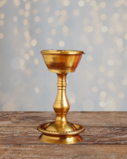 Antique Cup Brass Diya | Handcrafted Brass Oil Lamp | Traditional Deepak for Pooja & Home Decor