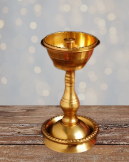 Antique Cup Brass Diya | Handcrafted Brass Oil Lamp | Traditional Deepak for Pooja & Home Decor