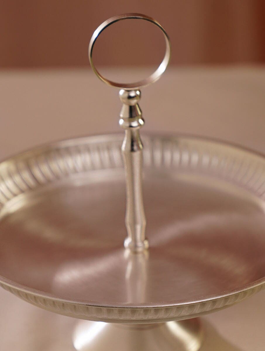 Antique hand carved silver brass Tray
