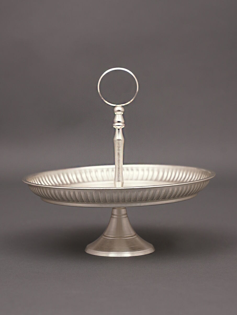 Antique hand carved silver brass Tray