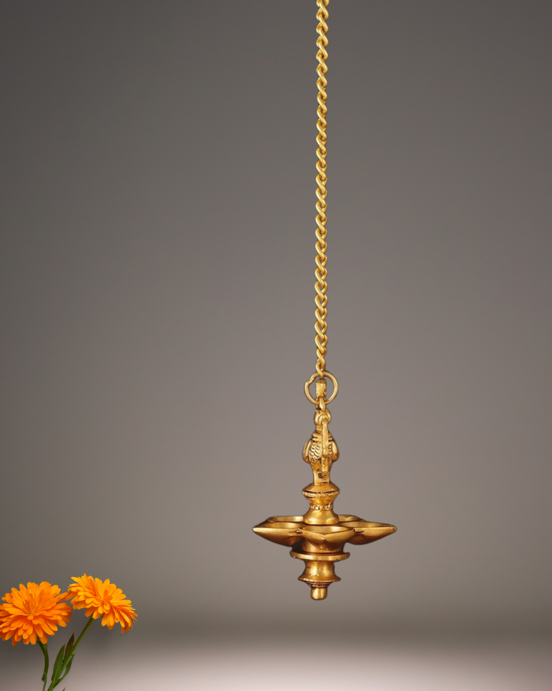 Antique Peacock Brass Hanging Diya | Handcarved Oil Lamp