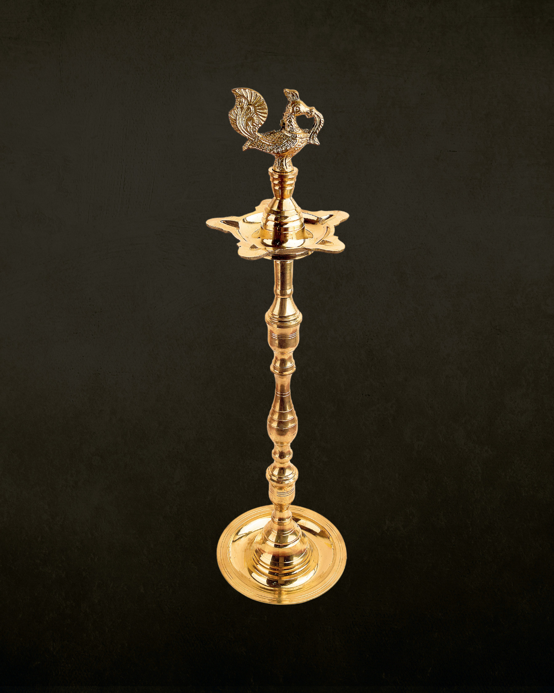 19 Inch Brass Peacock Kerala Diya