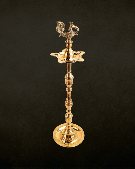 19 Inch Brass Peacock Kerala Diya