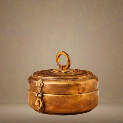 Antique hand carved Roti box in brass
