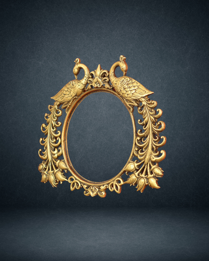Brass Peacock Frame round PrabhaValli