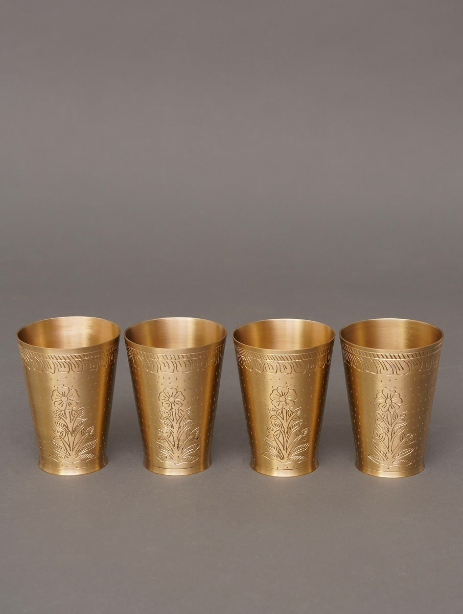 Antique hand carved brass glass