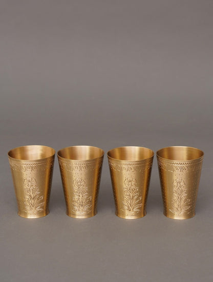 Antique hand carved brass glass