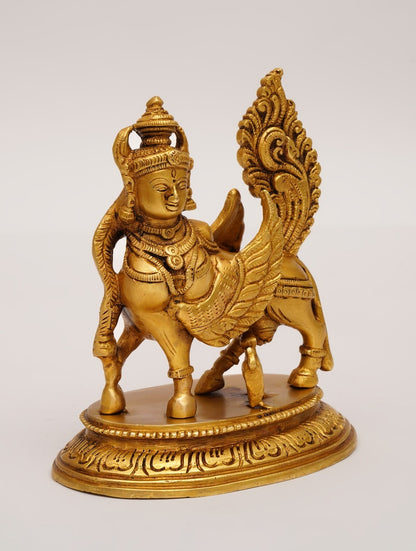Handcrafted Brass Kamdhenu Idol – Antique Gold Finish