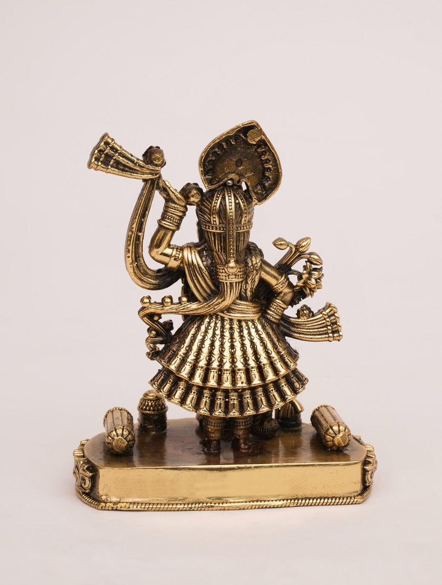 Antique Hand-Carved Brass Shreenathji Idol for Home Temple & Decor