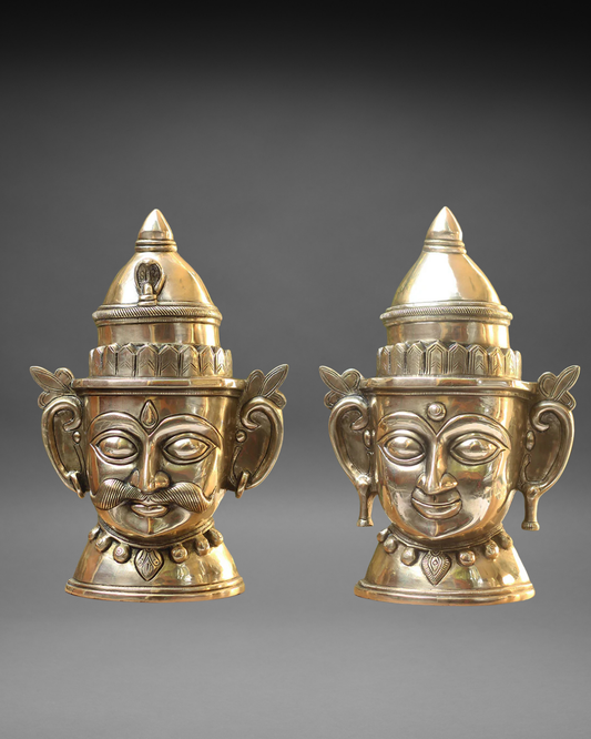 Brass Shiva Gauri Mukhlingam Mask 14"