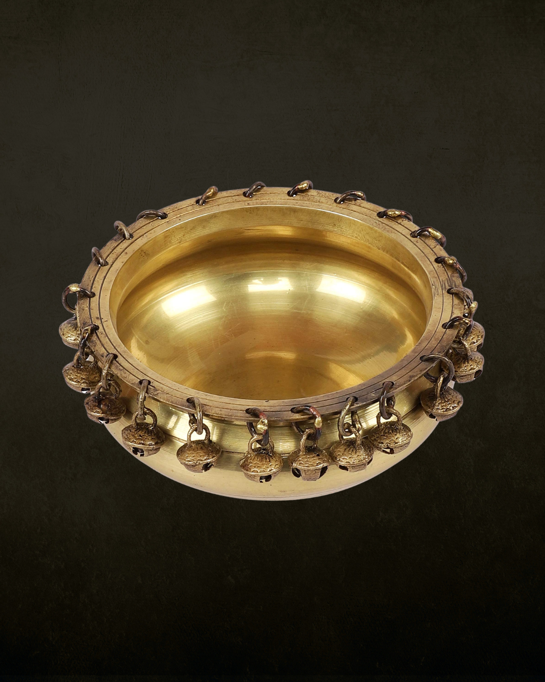Ghungroo Style Brass Urli for Pooja & Festive Decor | Traditional Decorative Brass Urli Bowl