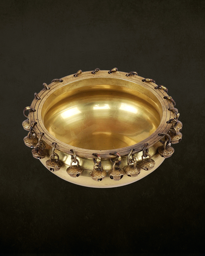 Ghungroo Style Brass Urli for Pooja & Festive Decor | Traditional Decorative Brass Urli Bowl