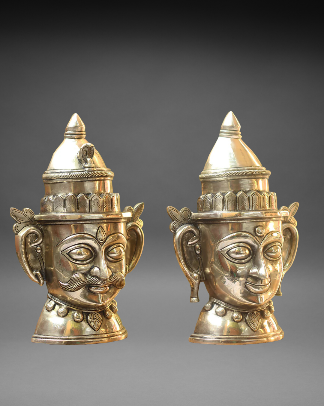 Brass Shiva Gauri Mukhlingam Mask 14"