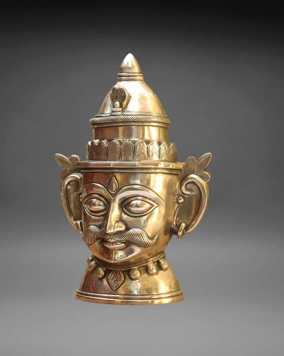 Brass Shiva Gauri Mukhlingam Mask 14"