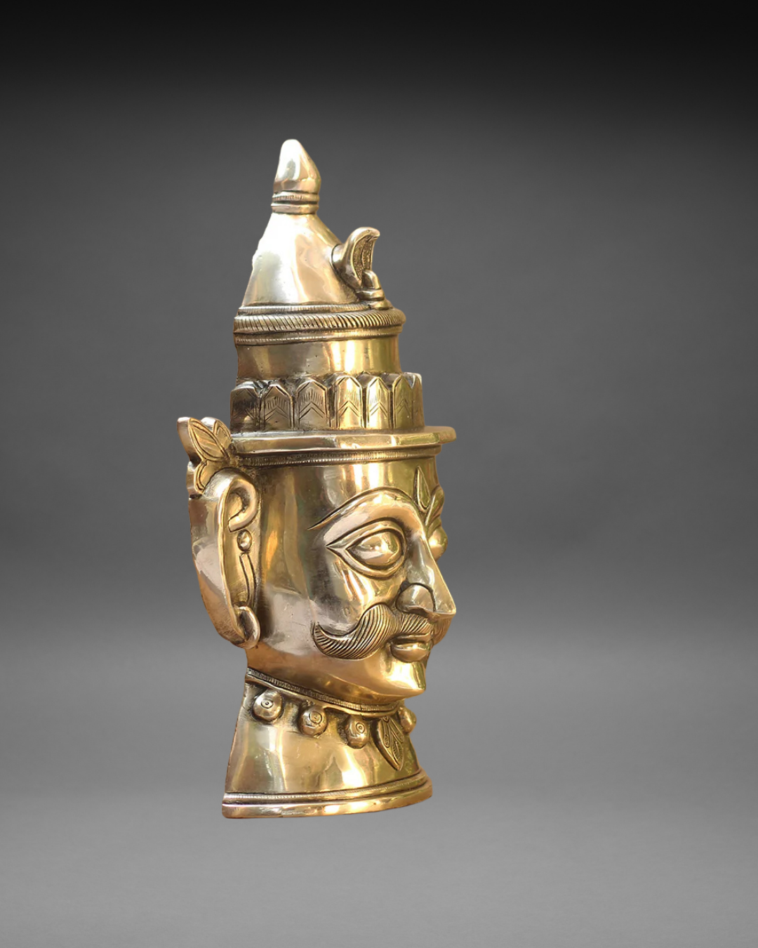 Brass Shiva Gauri Mukhlingam Mask 14"