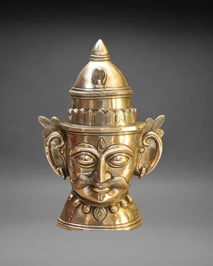 Brass Shiva Gauri Mukhlingam Mask 14"