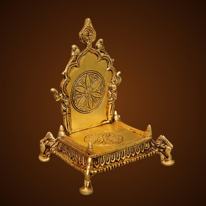 Antique Hand-Carved Parrot Singhasan (Brass)