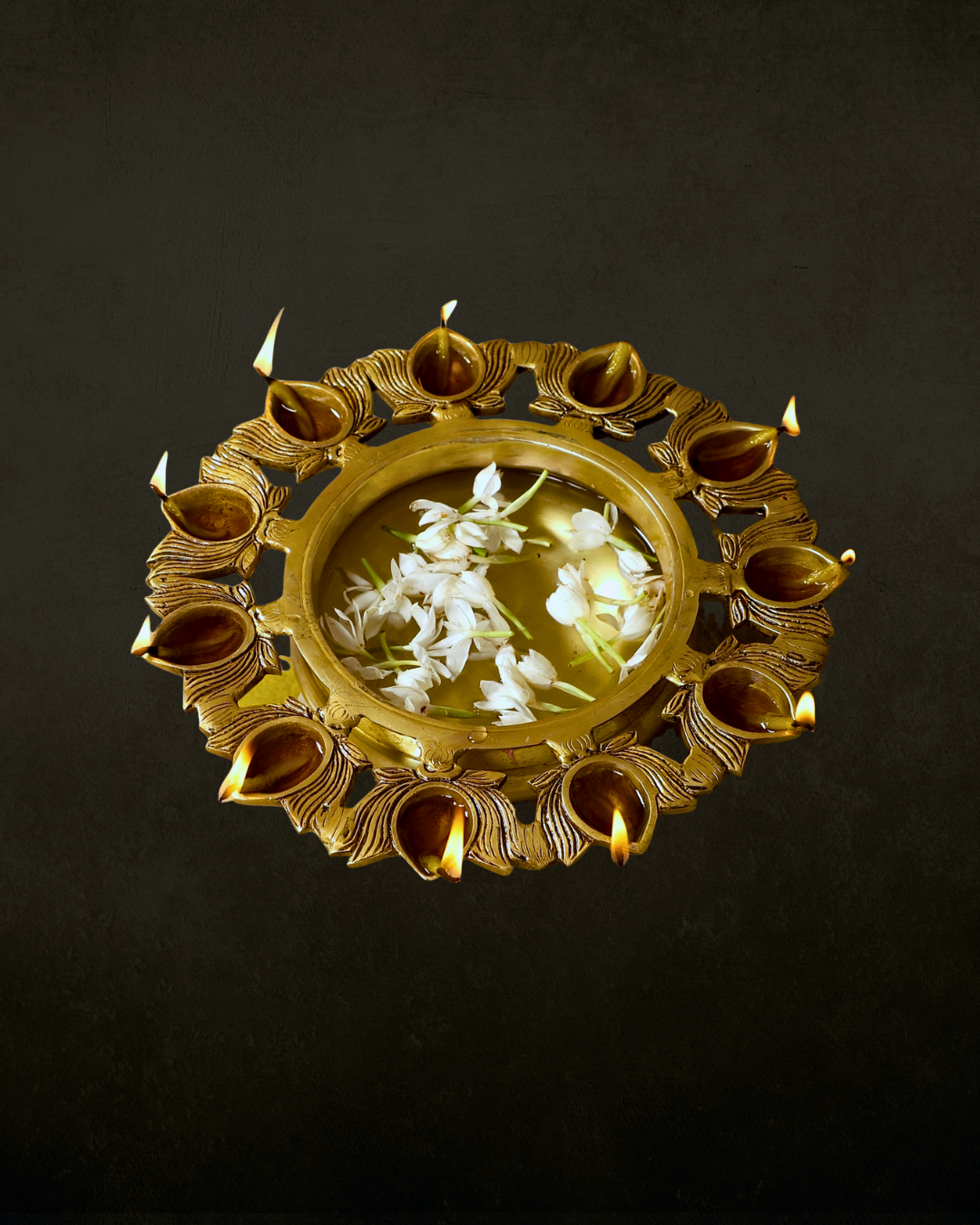 Lotus Diya Brass Urli for Pooja & Festive Decor | Traditional Floating Diya Urli Bowl