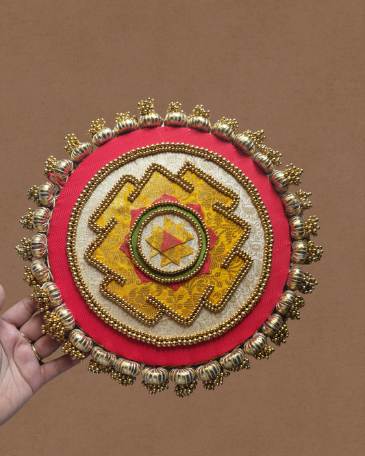 Hunar – Shree Yantra Placemat | Handmade Banarasi Table Decor | Various Sizes