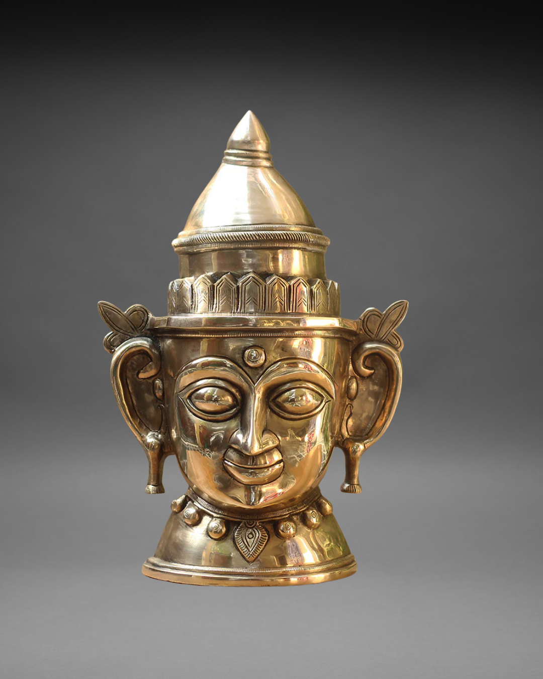 Brass Shiva Gauri Mukhlingam Mask 14"