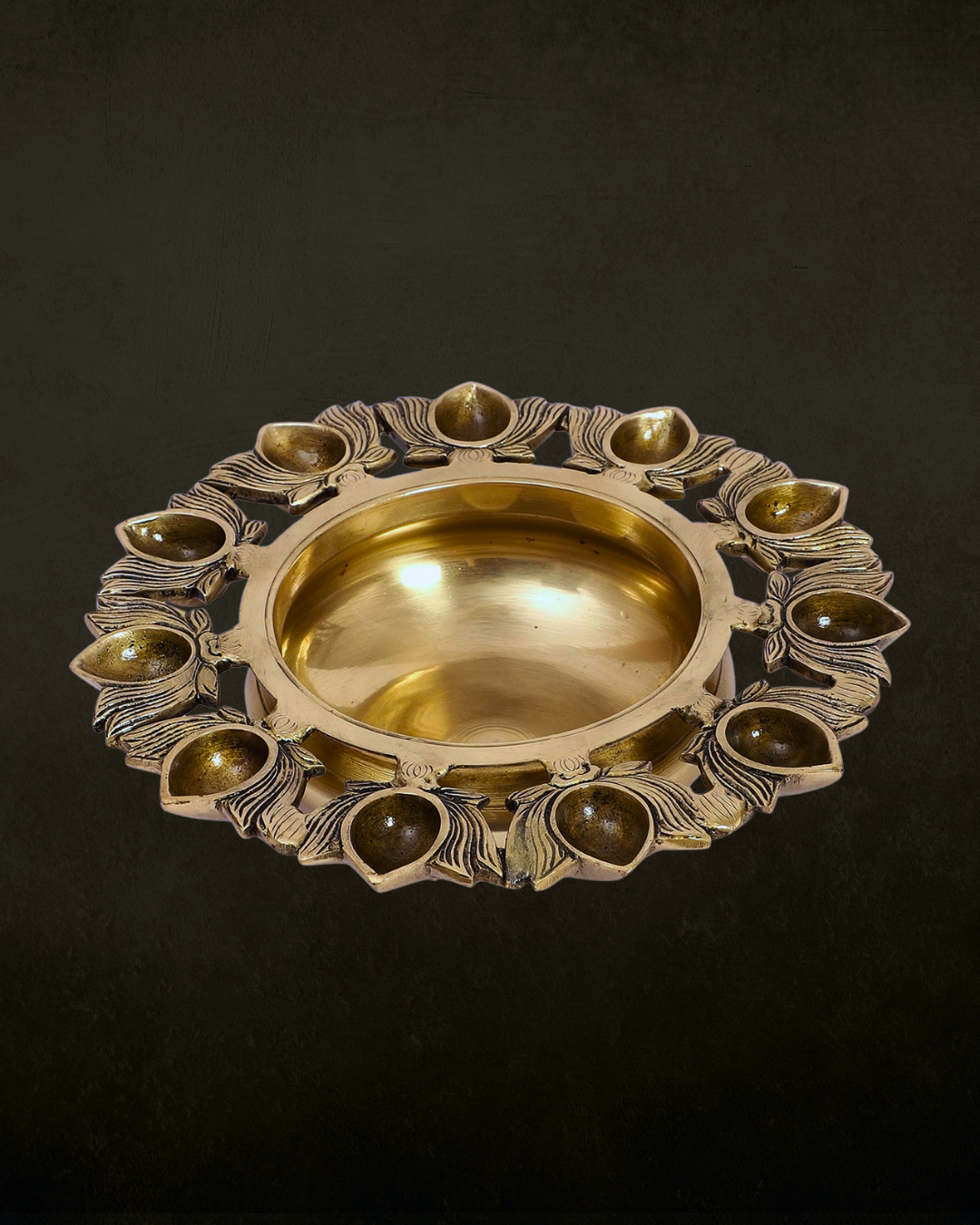 Lotus Diya Brass Urli for Pooja & Festive Decor | Traditional Floating Diya Urli Bowl