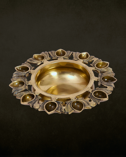 Lotus Diya Brass Urli for Pooja & Festive Decor | Traditional Floating Diya Urli Bowl