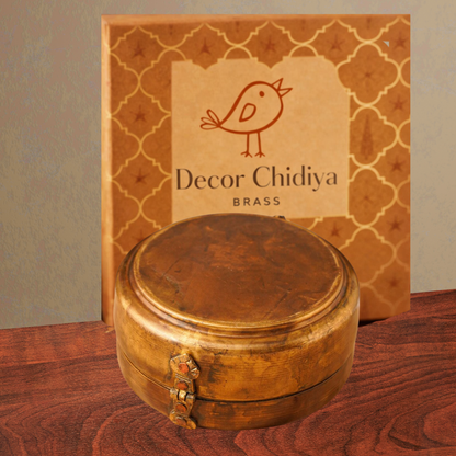 Antique hand carved Roti box in brass