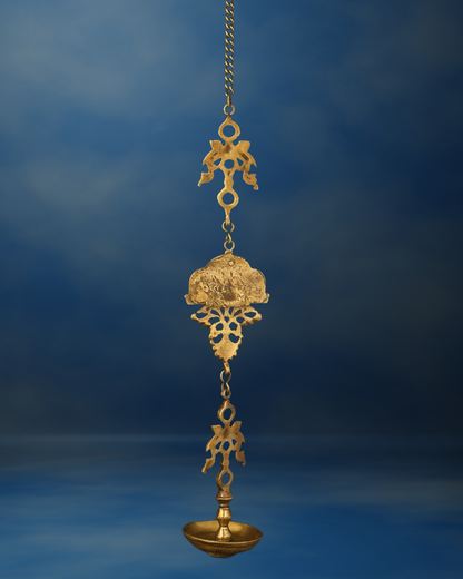 Antique Brass hanging diya  | Handcarved hanging Diya