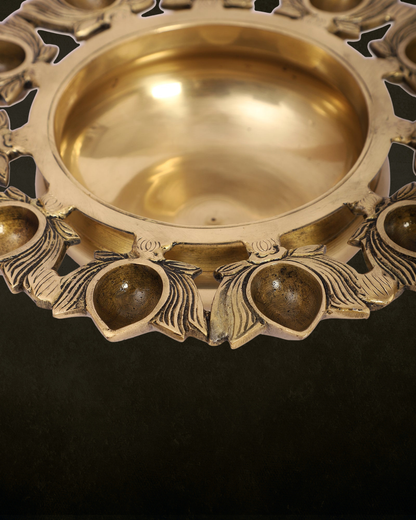 Lotus Diya Brass Urli for Pooja & Festive Decor | Traditional Floating Diya Urli Bowl