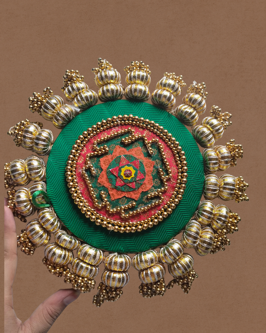 Hunar – Shree Yantra Placemat- vibrant  | Handmade Banarasi Table Decor | Various Sizes