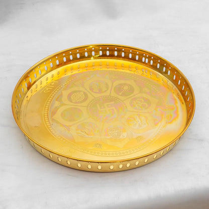 Pure Brass Pooja Thali Set – 12 Pc | Premium Puja Plate for Home Temple