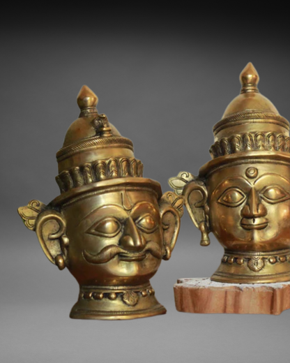 Brass Shiva And Gauri Mukhlingam Mask