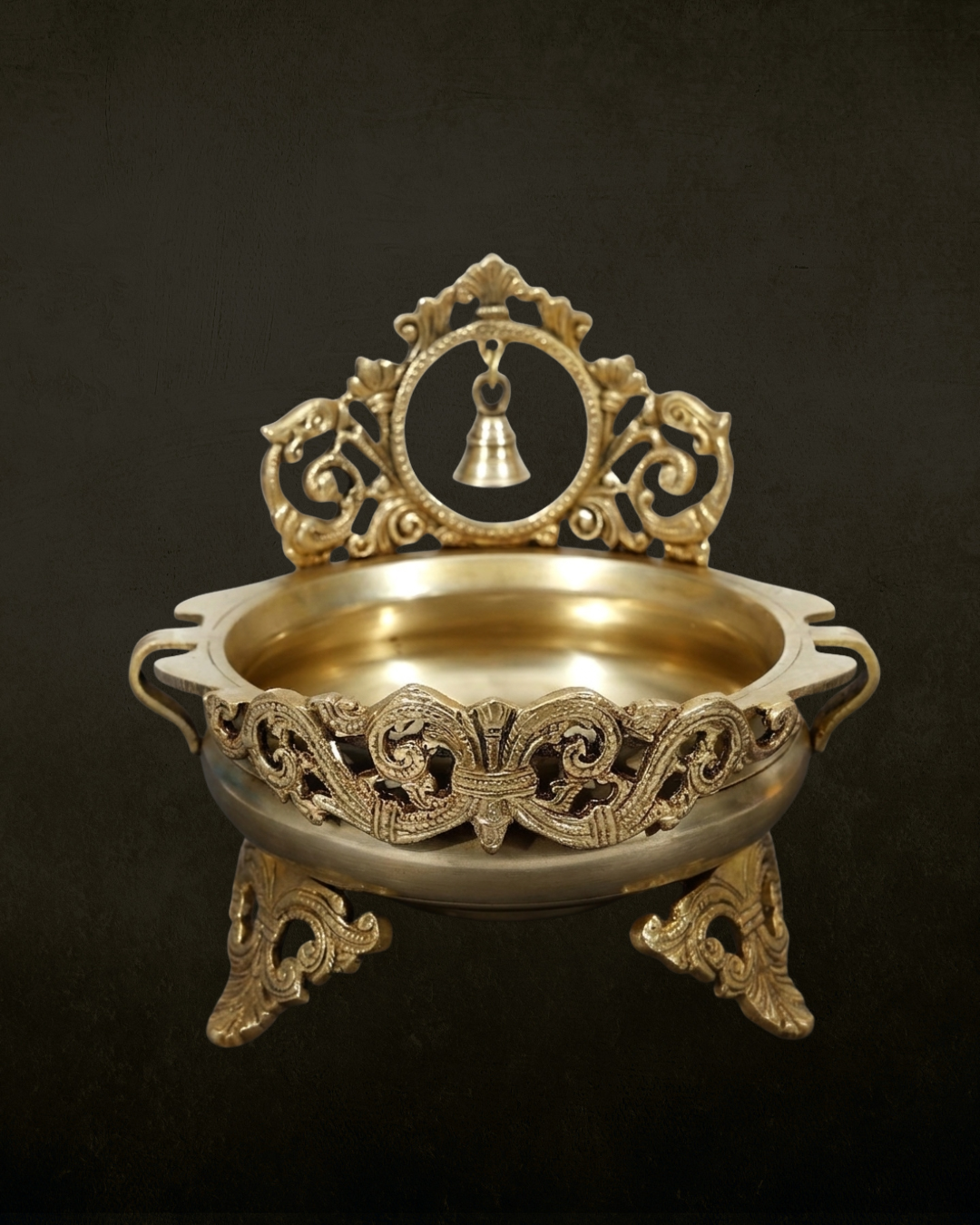Brass Bell Ornate Urli for Pooja & Festive Decor | Traditional Handcrafted Brass Urli Bowl