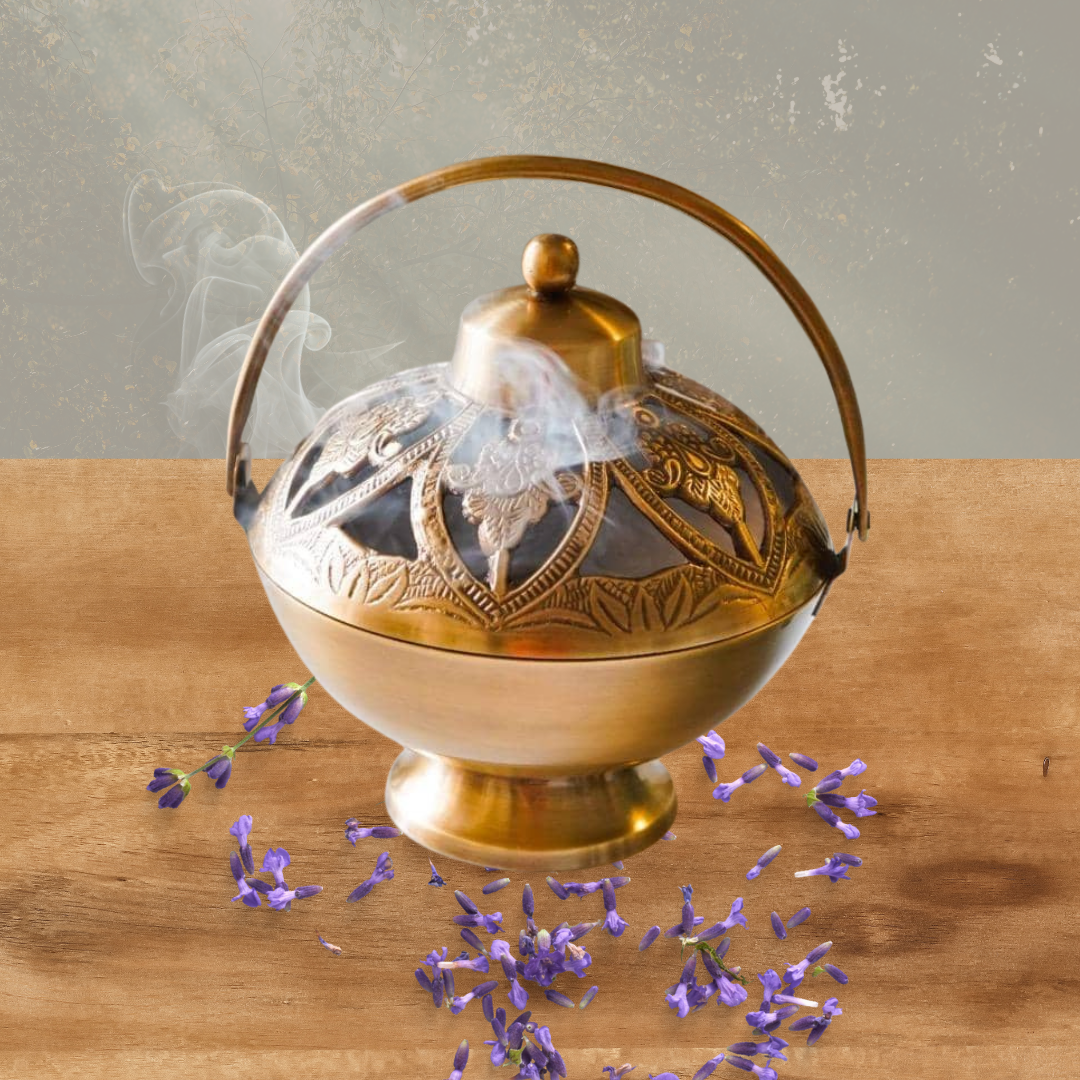 Vintage Brass Loban Lamp (Gold) | Stylish Holder for Incense & Candle Light | Dhoop Burner | Dhoop Dani