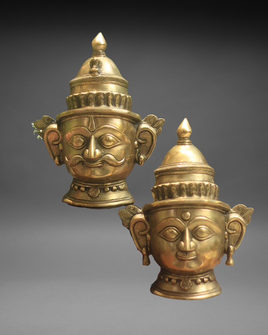 Brass Shiva And Gauri Mukhlingam Mask