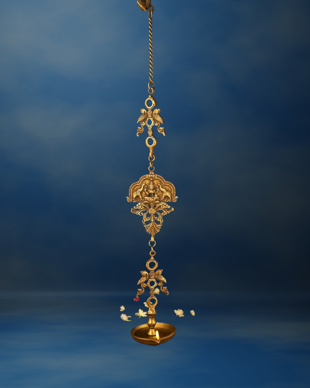 Antique Brass hanging diya  | Handcarved hanging Diya