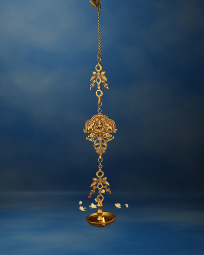 Antique Brass hanging diya  | Handcarved hanging Diya