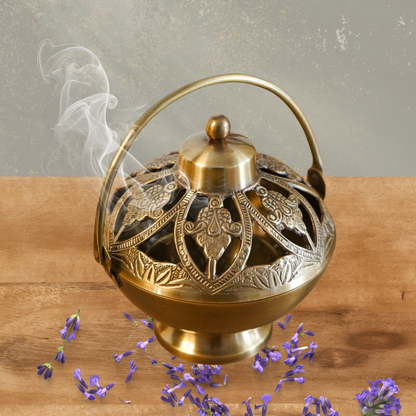 Vintage Brass Loban Lamp (Gold) | Stylish Holder for Incense & Candle Light | Dhoop Burner | Dhoop Dani
