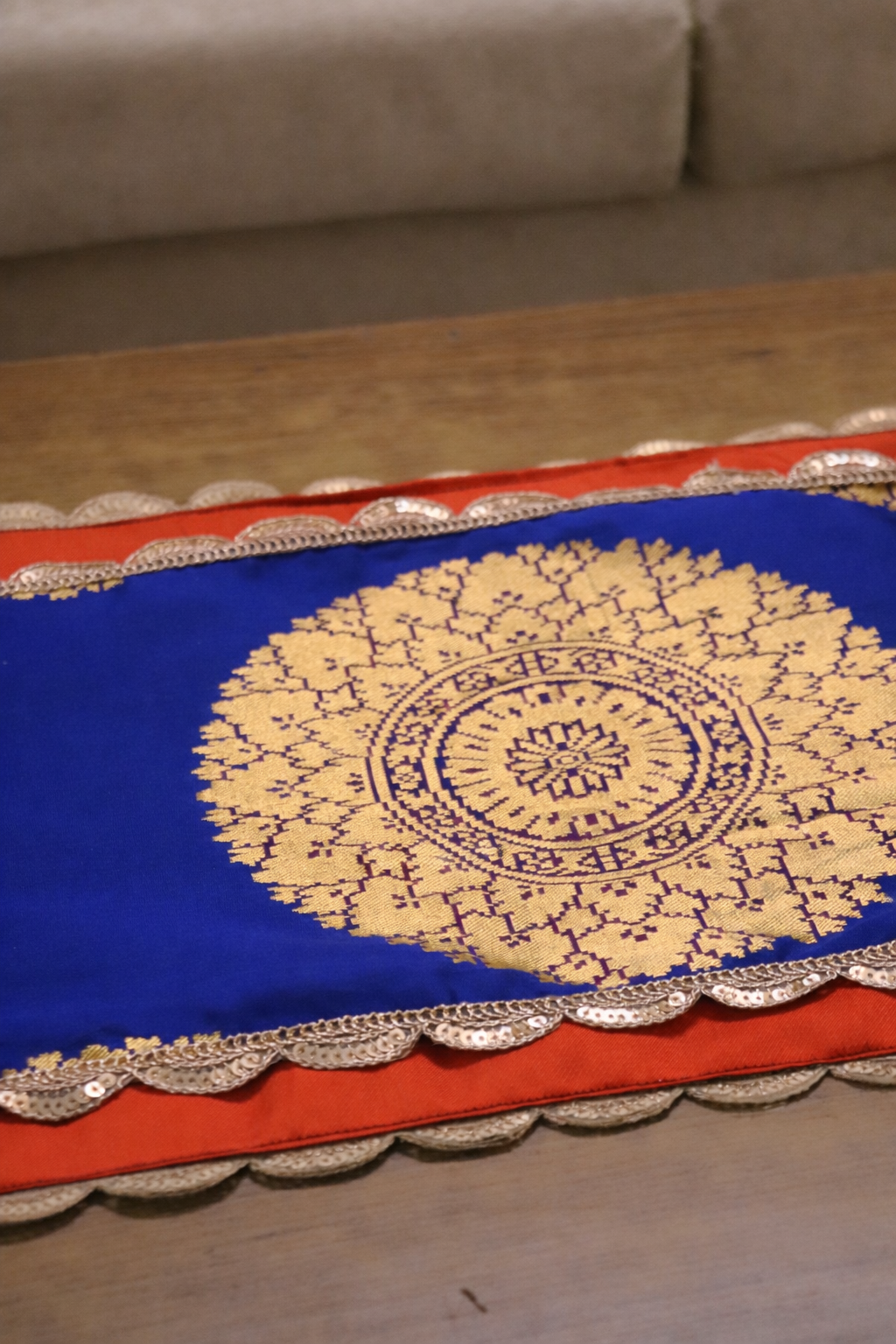 Mandala - Banarasi Table  runner - various sizes - blue color- limited edition