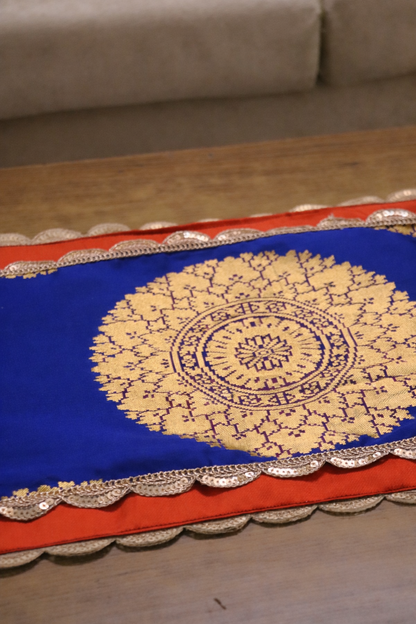 Mandala - Banarasi Table  runner - various sizes - blue color- limited edition