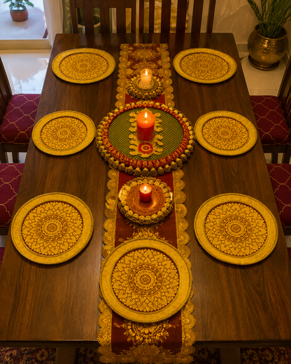 Handcrafted Mandala Table Décor Set for Festive & table Styling