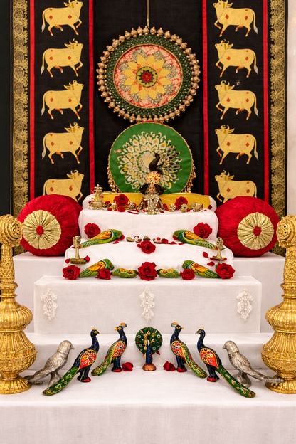 Gau-Mayur Vrindavan Mandap Set – cow Theme Temple Decor Set